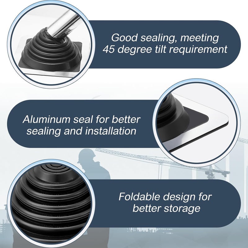 Yaocom #3 Metal Roof Vent Boot Chimney Flashing Roof Jack Pipe Vent for Pipe Diameters 1/4-5-3/4 Sleeve Square Base Epdm Stove(8 Pcs,8 Inch) - Image 4